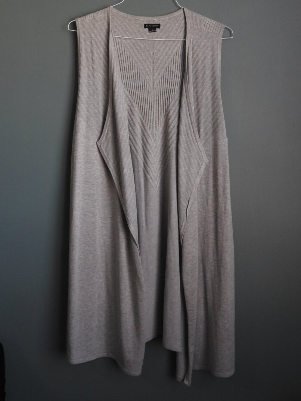 New Directions Scarf Hem Vest, Women's Size XL, Light Gray